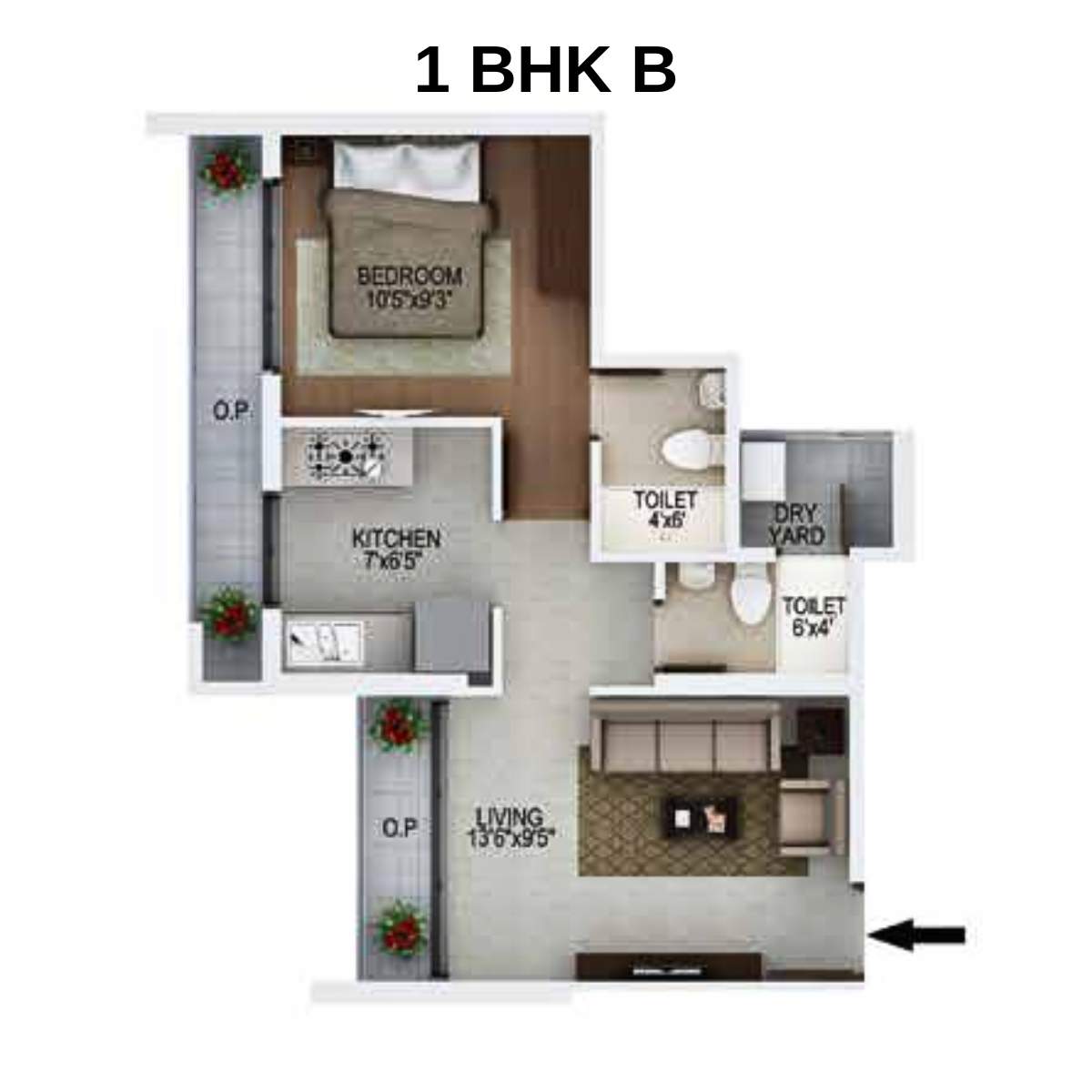 Raunak-Fortuna-Floor-Plan-1-BHK-B