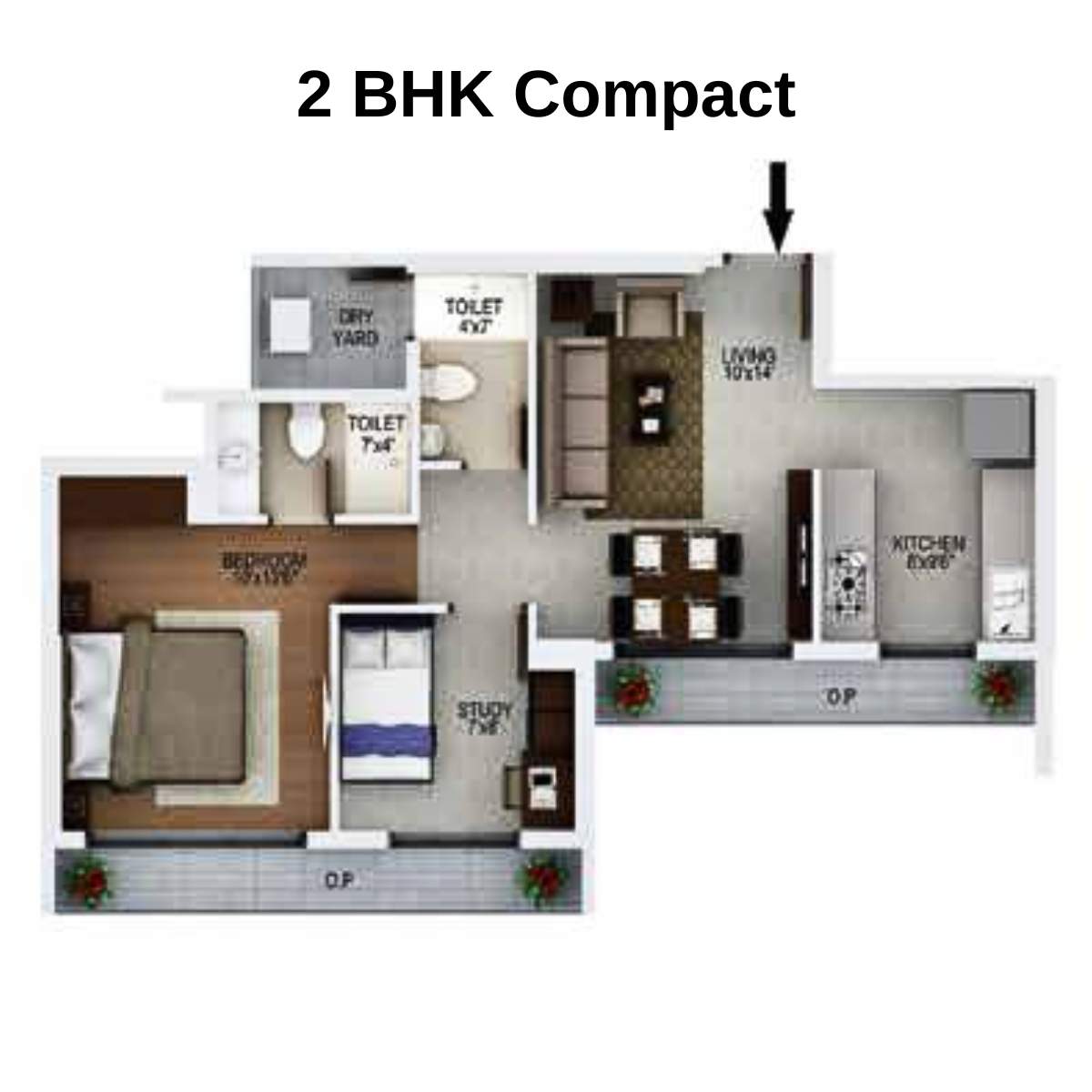 Raunak-Fortuna-Floor-Plan-2-BHK-Compact